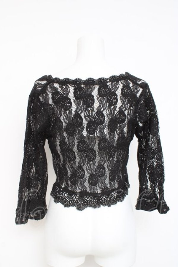 画像2: axes femme / 鈎針フリル総レースボレロ M 黒 Y-26-03-09-092-AX-TO-SZ-ZY (2)