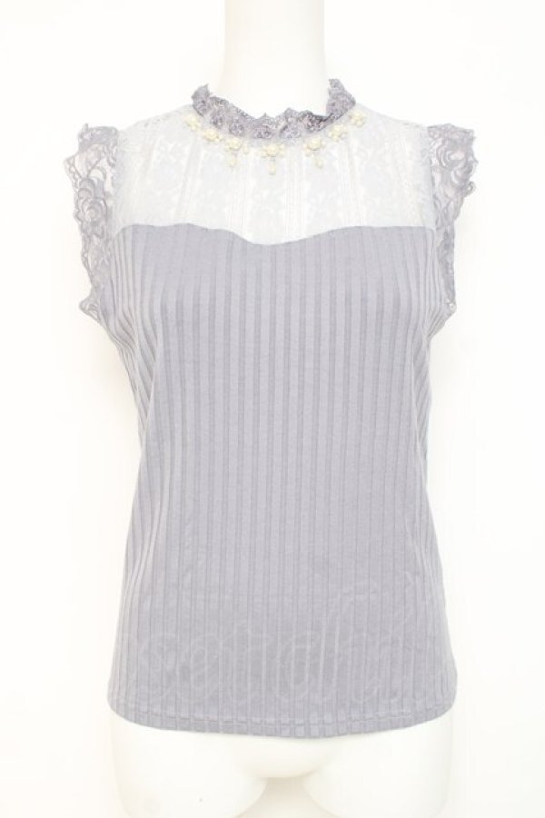 画像1: axes femme / パールデザインビスチェプルオーバー  ブルーグレー Y-26-03-09-010-AX-TO-SZ-ZY (1)