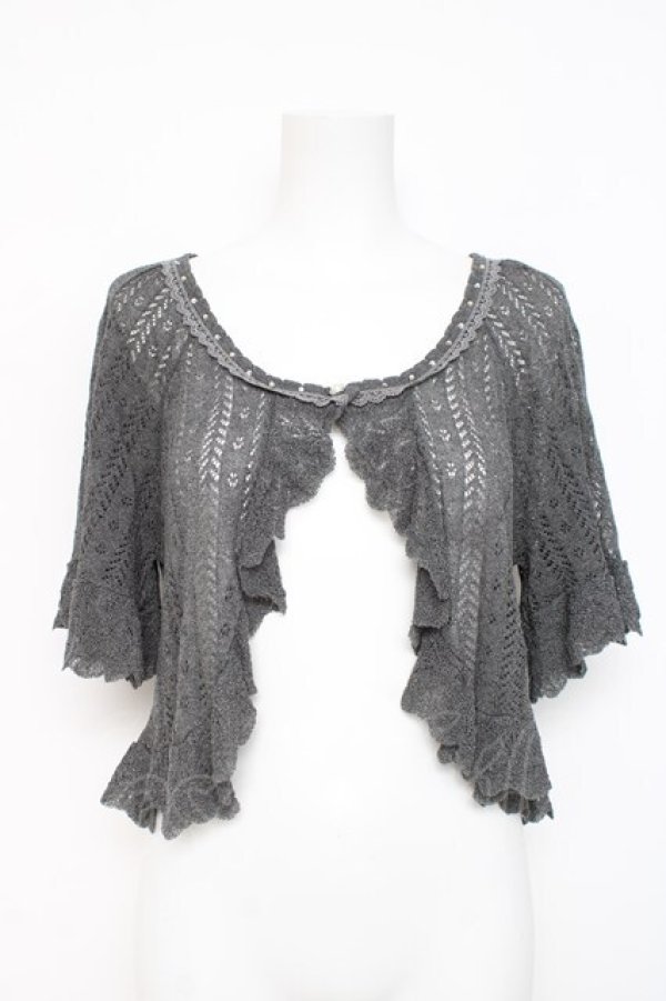 画像1: axes femme / 透かし編みフリルニットボレロ M グレー Y-26-03-09-093-AX-TO-SZ-ZY (1)