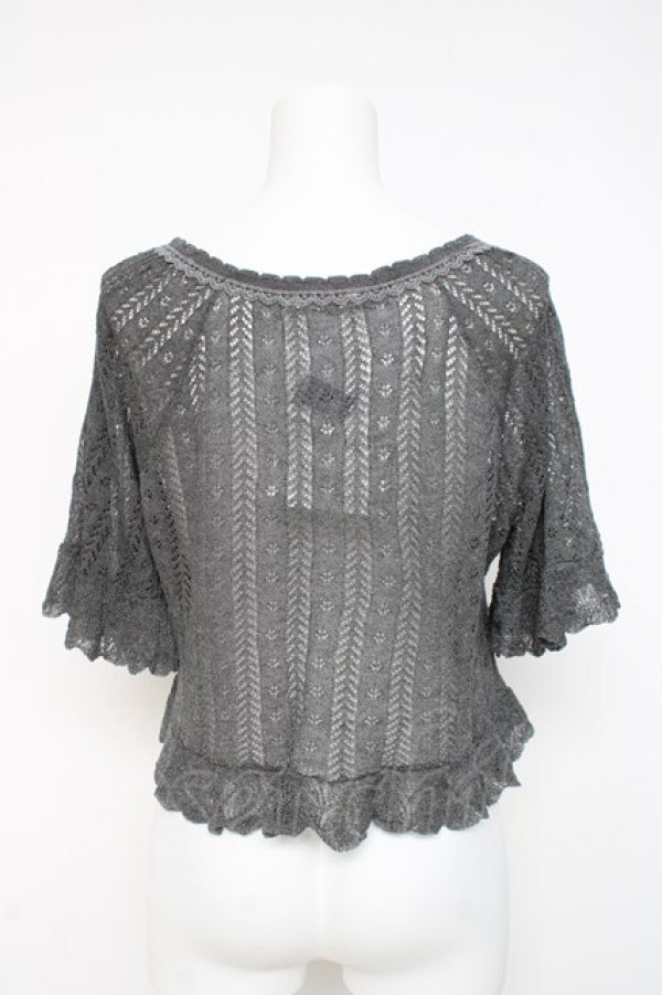 画像2: axes femme / 透かし編みフリルニットボレロ M グレー Y-26-03-09-093-AX-TO-SZ-ZY (2)