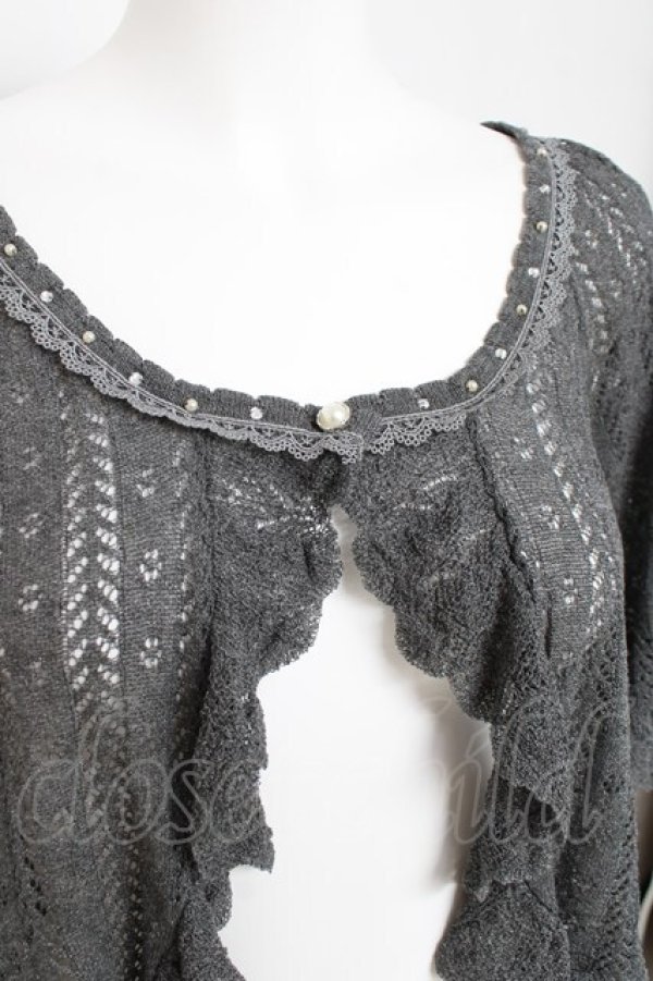 画像3: axes femme / 透かし編みフリルニットボレロ M グレー Y-26-03-09-093-AX-TO-SZ-ZY (3)