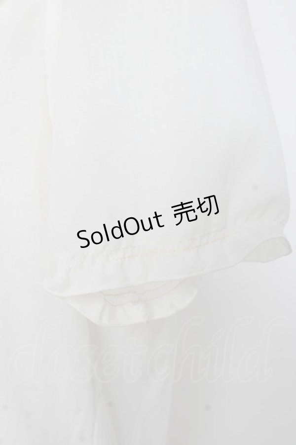 画像4: Amavel / Cherry刺繍入り配色リボンタイ付半袖ブラウス F 白 Y-26-03-09-100-CA-BL-SZ-ZY (4)