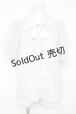 画像: Secret Honey / レース袖フリル半袖ブラウス 2 サックス Y-26-03-09-102-CA-BL-SZ-ZY