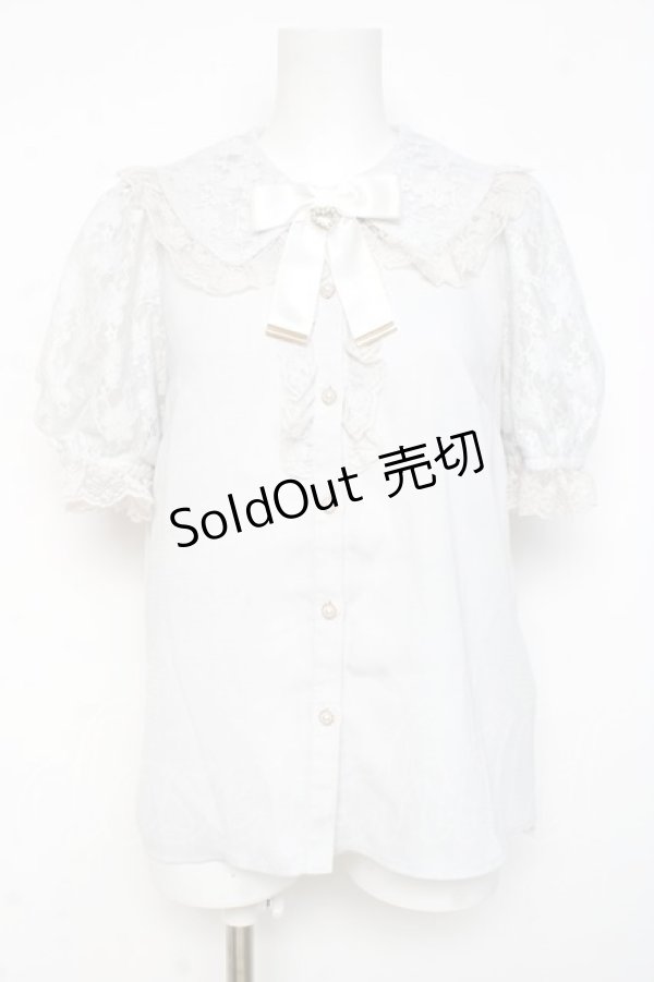 画像1: Secret Honey / レース袖フリル半袖ブラウス 2 サックス Y-26-03-09-102-CA-BL-SZ-ZY (1)