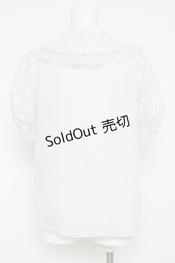 画像2: Secret Honey / レース袖フリル半袖ブラウス 2 サックス Y-26-03-09-102-CA-BL-SZ-ZY (2)