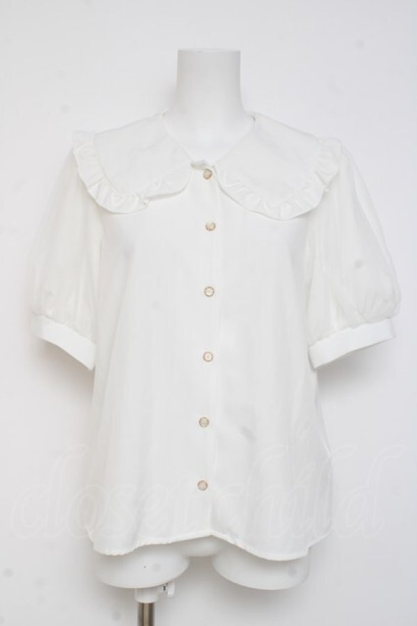 画像1: majoretty / チュールスリーブブラウス M 白 Y-26-03-09-103-LO-BL-SZ-ZY (1)