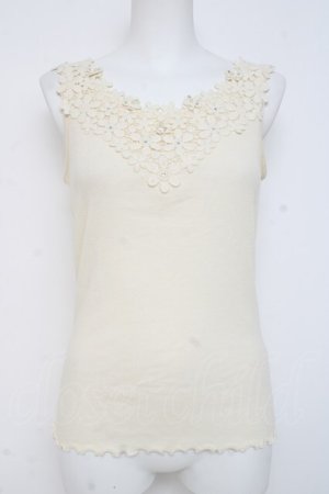 画像: axes femme / 刺繍レースタンク  生成り Y-26-03-09-012-AX-TO-SZ-ZY