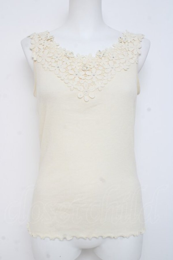 画像1: axes femme / 刺繍レースタンク  生成り Y-26-03-09-012-AX-TO-SZ-ZY (1)