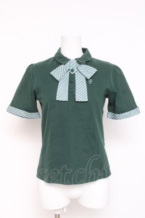 画像: Fi.n.t / キャンディーストライプタイポロシャツ  グリーン Y-26-03-09-110-CA-BL-SZ-ZY