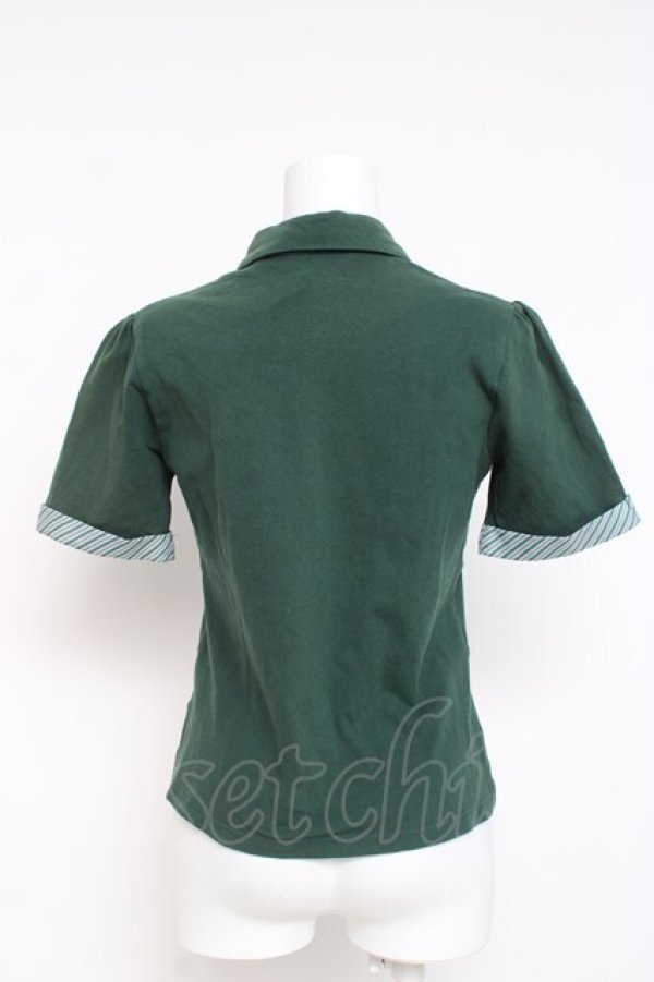 画像2: Fi.n.t / キャンディーストライプタイポロシャツ  グリーン Y-26-03-09-110-CA-BL-SZ-ZY (2)