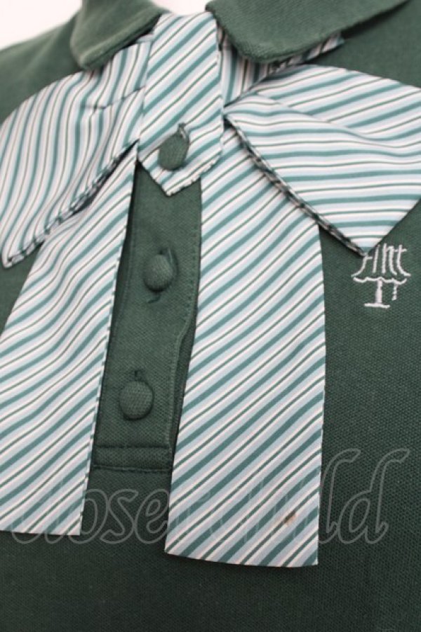 画像3: Fi.n.t / キャンディーストライプタイポロシャツ  グリーン Y-26-03-09-110-CA-BL-SZ-ZY (3)