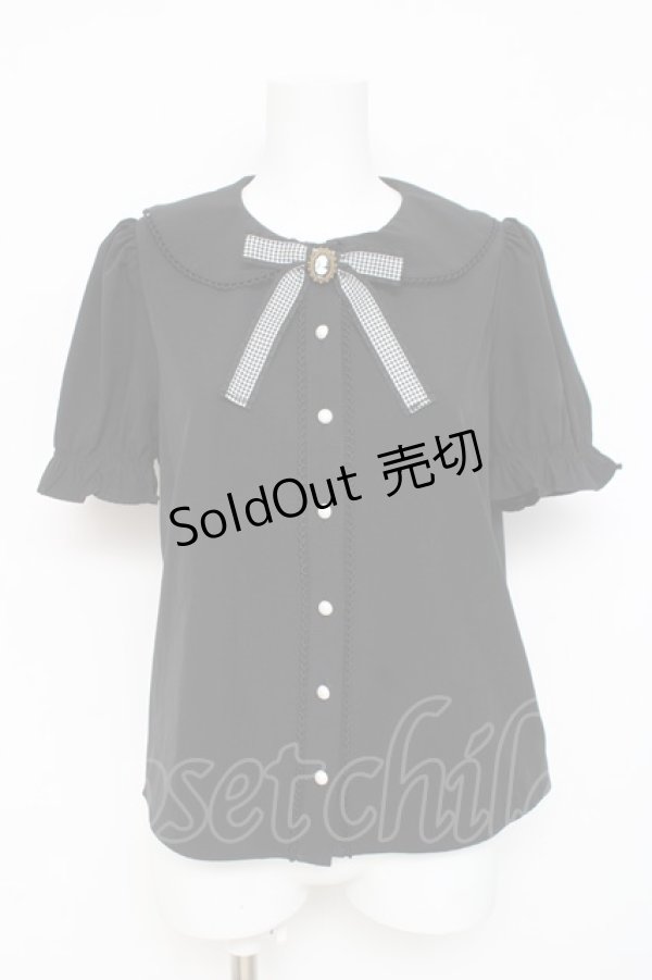 画像1: Ank Rouge / カメオリボンクラシカルブラウス M 黒 Y-26-03-09-111-CA-BL-SZ-ZY (1)