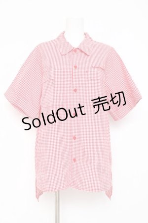 画像: Physical Drop / サマーギンガムシリーズボーイフレンドワークシャツ  赤 Y-26-03-09-113-LO-BL-SZ-ZY