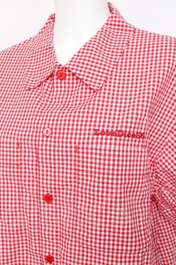 画像3: Physical Drop / サマーギンガムシリーズボーイフレンドワークシャツ  赤 Y-26-03-09-113-LO-BL-SZ-ZY (3)