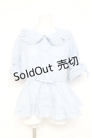 画像: Chalmiere / クラシックコットンブラウス  サックス Y-26-03-09-013-LO-BL-SZ-ZY