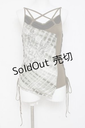 画像: Ozz Croce / プリント入りサイド編み上げキャミ  カーキ Y-26-03-09-116-OO-TO-SZ-ZY