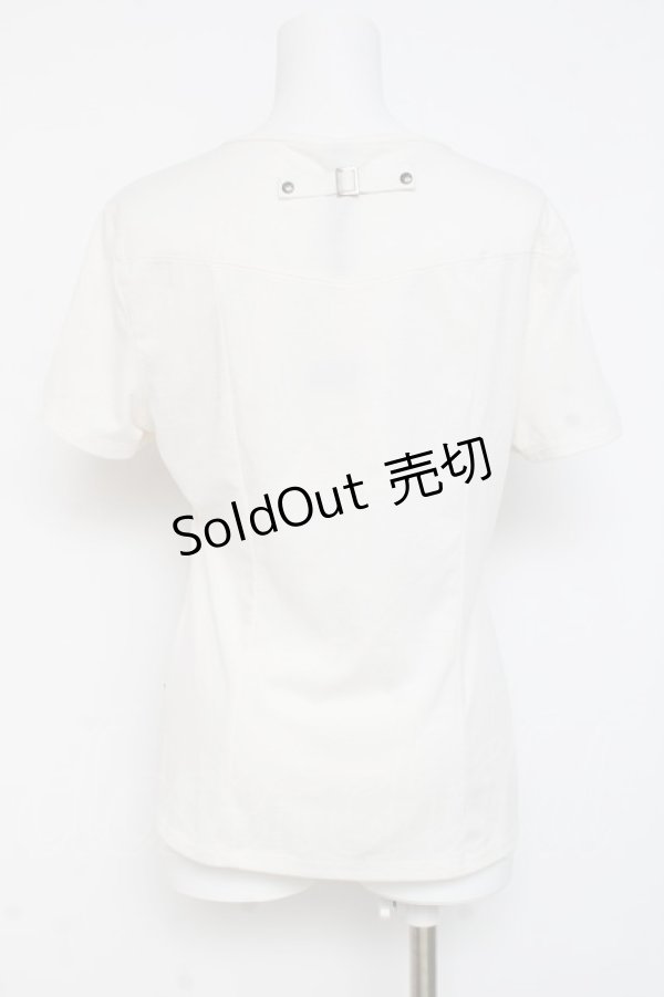 画像2: Ozz Croce / フロント編み上げpt入り半袖トップス  白 Y-26-03-09-119-OO-TO-SZ-ZY (2)