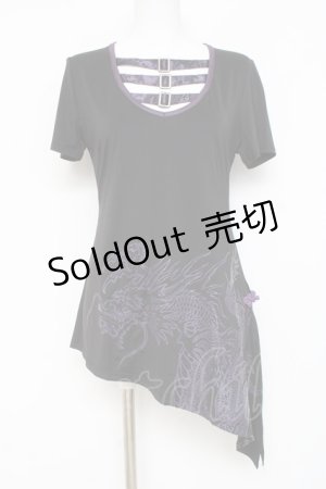 画像: Qutie Frash / 龍pt3連ベルトアシメトップス  黒×紫 Y-26-03-09-121-QU-TO-SZ-ZY