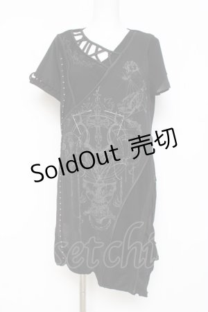 画像: Ozz Croce / フックデザインpt入りチュニック  黒 Y-26-03-09-122-OO-OP-SZ-ZY