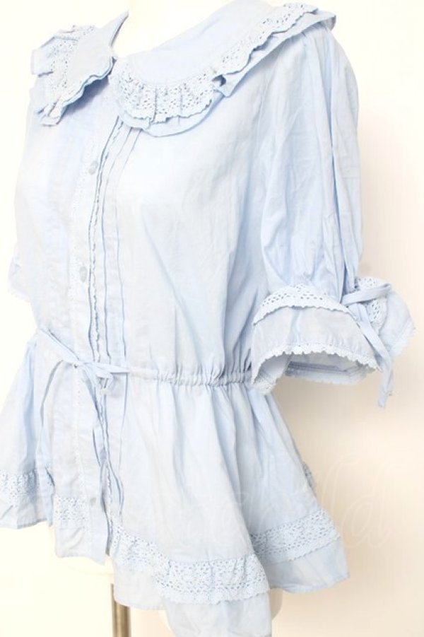 画像3: Chalmiere / クラシックコットンブラウス  サックス Y-26-03-09-013-LO-BL-SZ-ZY (3)