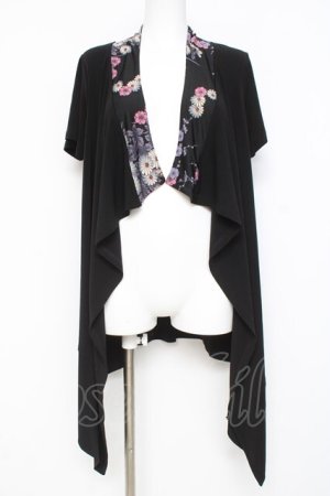 画像: Qutie Frash / 和柄襟カーディガン  黒 Y-26-03-09-123-QU-TO-SZ-ZY