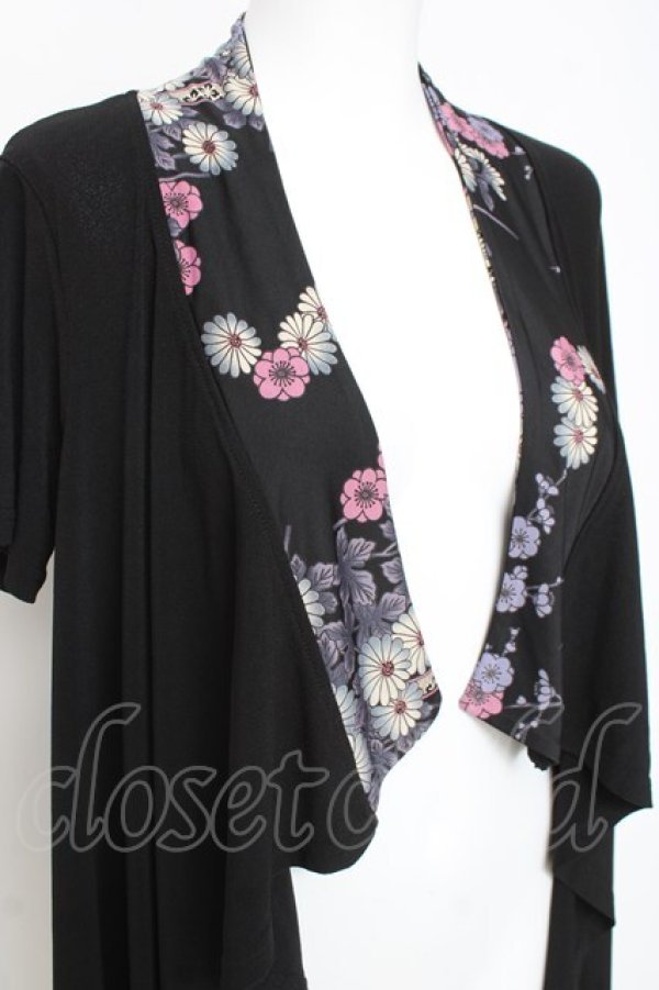 画像4: Qutie Frash / 和柄襟カーディガン  黒 Y-26-03-09-123-QU-TO-SZ-ZY (4)