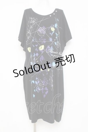 画像: SEXPOT TOKYO / 猫目プリントミモレカットソー  黒 Y-26-03-09-124-PU-TO-SZ-ZS