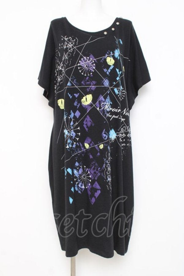 画像1: SEXPOT TOKYO / 猫目プリントミモレカットソー  黒 Y-26-03-09-124-PU-TO-SZ-ZY (1)