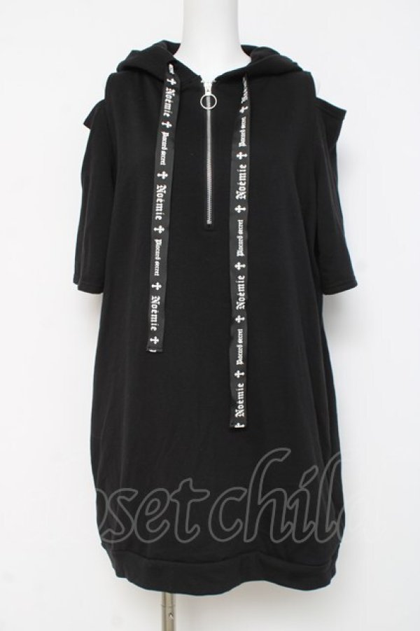 画像1: NOEMIE / 病みうさ耳付きオープンショルダーパーカー M 黒 Y-26-03-09-134-LO-OP-SZ-ZY (1)