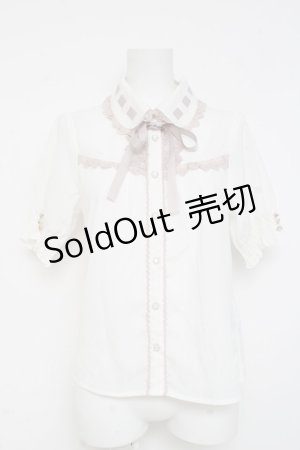 画像: axes femme POETIQUE / はしごリボン襟半袖ブラウス M ピンク Y-26-03-09-015-AX-BL-SZ-ZY