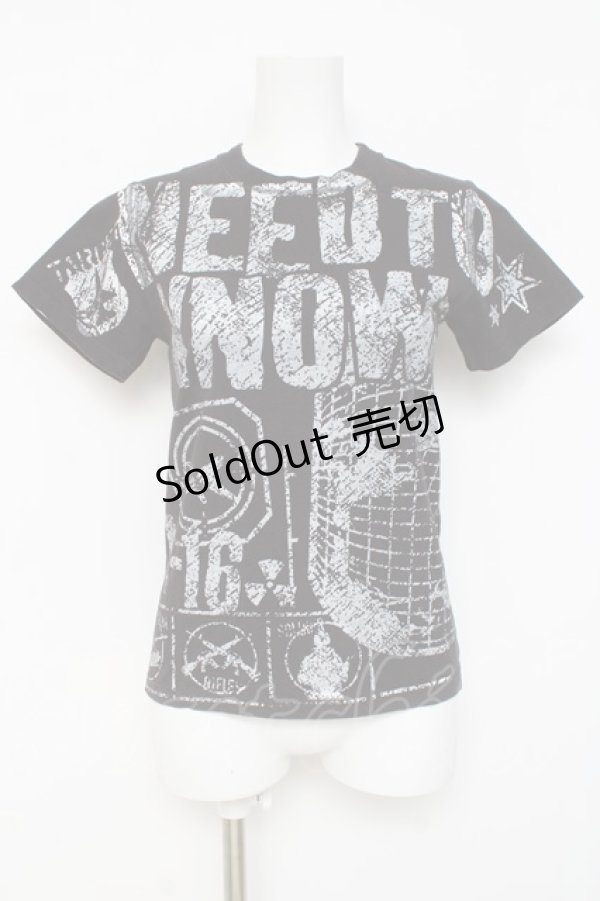 画像1: ALGONQUINS / プリント半袖カットソー  黒 Y-26-03-09-135-AL-TO-SZ-ZY (1)