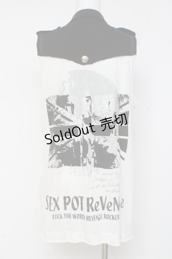 画像3: SEX POT ReVeNGe / ライダース風ノースリーブパーカー  白×黒 Y-26-03-09-141-SP-TO-SZ-ZY (3)