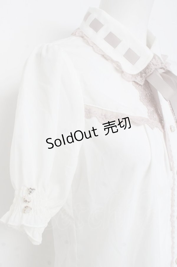 画像3: axes femme POETIQUE / はしごリボン襟半袖ブラウス M ピンク Y-26-03-09-015-AX-BL-SZ-ZY (3)