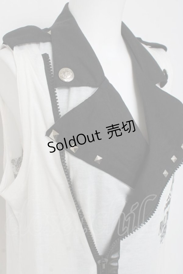 画像4: SEX POT ReVeNGe / ライダース風ノースリーブパーカー  白×黒 Y-26-03-09-141-SP-TO-SZ-ZY (4)