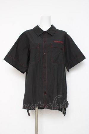 画像: Physical Drop / ボーイフレンドワークシャツ　  黒×赤 Y-26-03-09-144-LO-BL-SZ-ZY