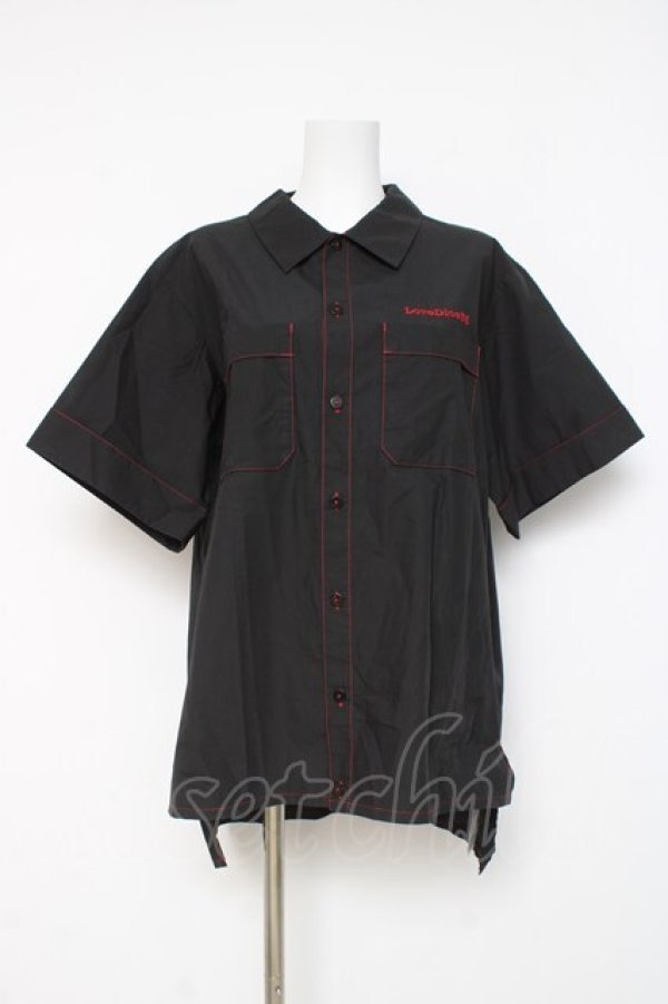 画像1: Physical Drop / ボーイフレンドワークシャツ　  黒×赤 Y-26-03-09-144-LO-BL-SZ-ZY (1)