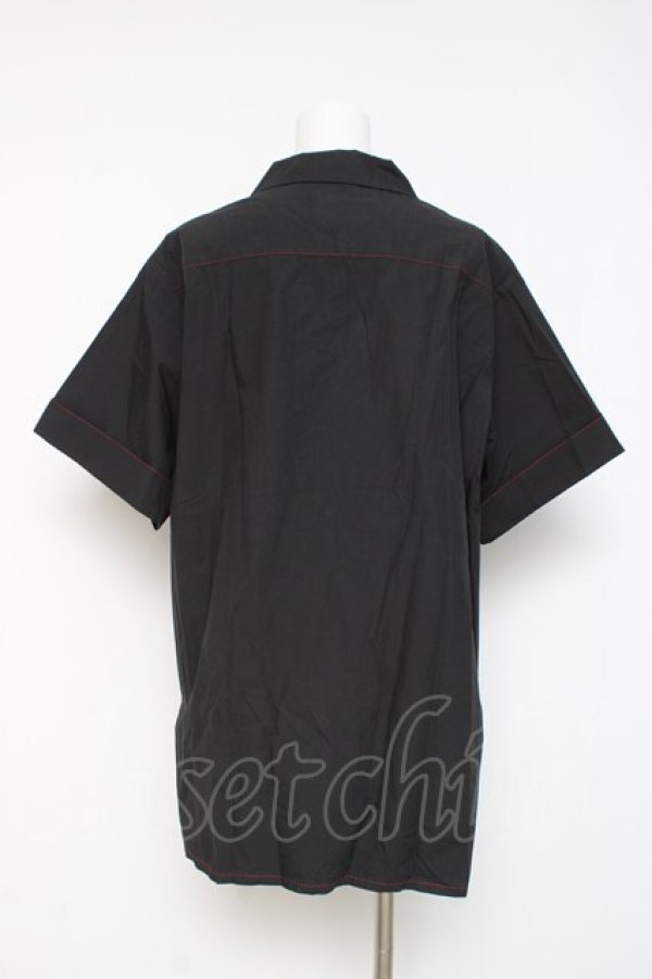 画像2: Physical Drop / ボーイフレンドワークシャツ　  黒×赤 Y-26-03-09-144-LO-BL-SZ-ZY (2)