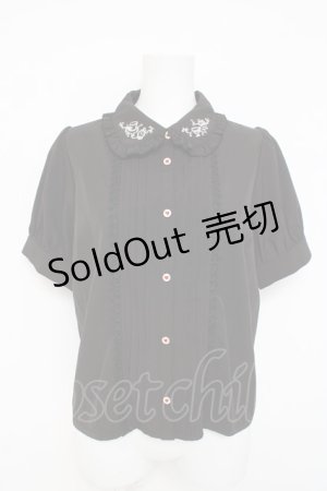 画像: axes femme POETIQUE / 終わらないお茶会刺繍ブラウス  黒 Y-26-03-09-016-AX-BL-SZ-ZY