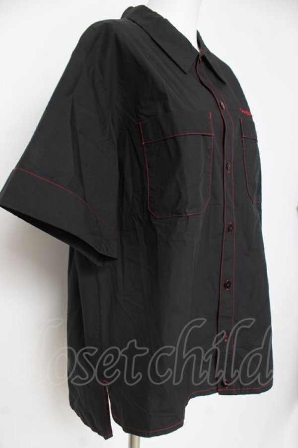 画像4: Physical Drop / ボーイフレンドワークシャツ　  黒×赤 Y-26-03-09-144-LO-BL-SZ-ZY (4)