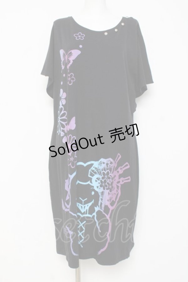 画像1: SEXPOT TOKYO / 華舞花魁ノワールミモレカットソー  黒 Y-26-03-09-147-PU-TO-SZ-ZY (1)