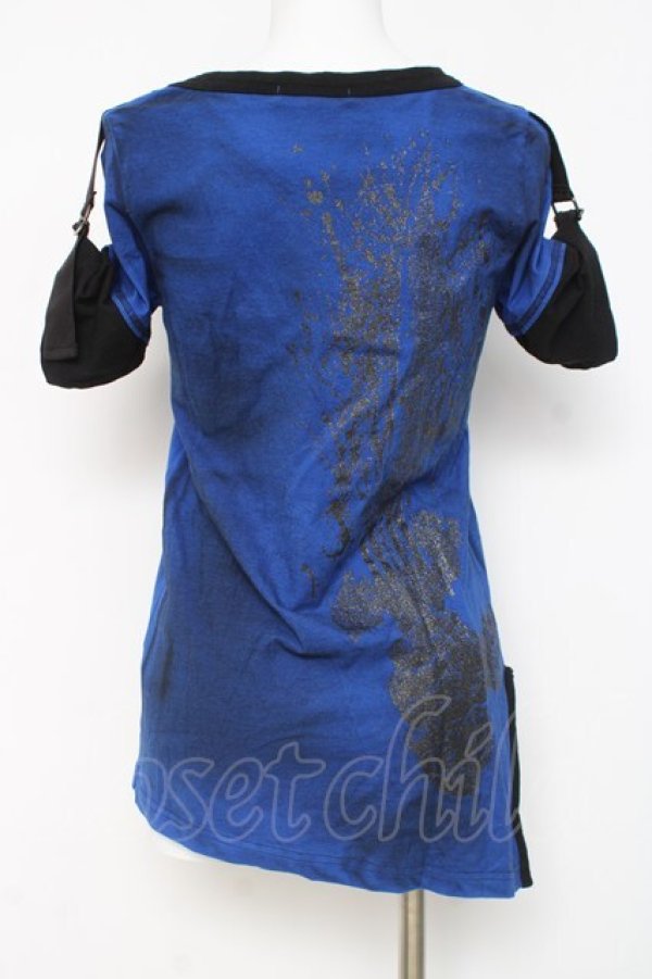 画像3: ALGONQUINS / ラメptカットソー F 青×黒 Y-26-03-09-148-AL-TO-SZ-ZY (3)