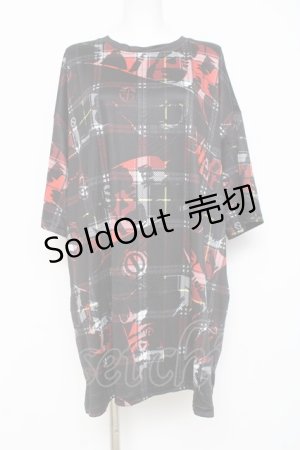 画像: NieR Clothing / CHECKERED BIG CUTSEW F 黒×赤 Y-26-03-09-166-PU-TO-SZ-ZY