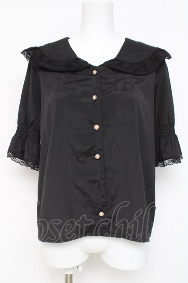 画像1: axes femme POETIQUE / ビックカラーパフブラウス M 黒 Y-26-03-09-018-AX-BL-SZ-ZY (1)