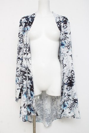 画像: NieR Clothing / 夏用2WAY総柄和風羽織 F 白 Y-26-03-09-167-PU-BL-SZ-ZY