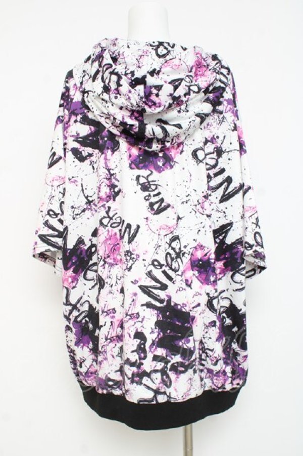 画像2: NieR Clothing / ZIP FOODIE【WHITE CRASH】 F 白×パープル Y-26-03-09-173-PU-TO-SZ-ZY (2)