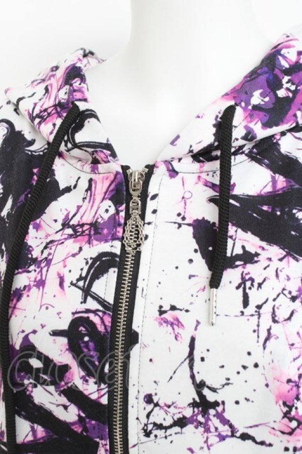 画像3: NieR Clothing / ZIP FOODIE【WHITE CRASH】 F 白×パープル Y-26-03-09-173-PU-TO-SZ-ZY (3)