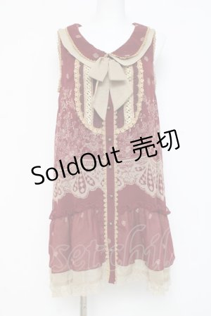 画像: axes femme / レース柄ボウタイチュニ  ワイン Y-26-03-09-180-AX-OP-SZ-ZY