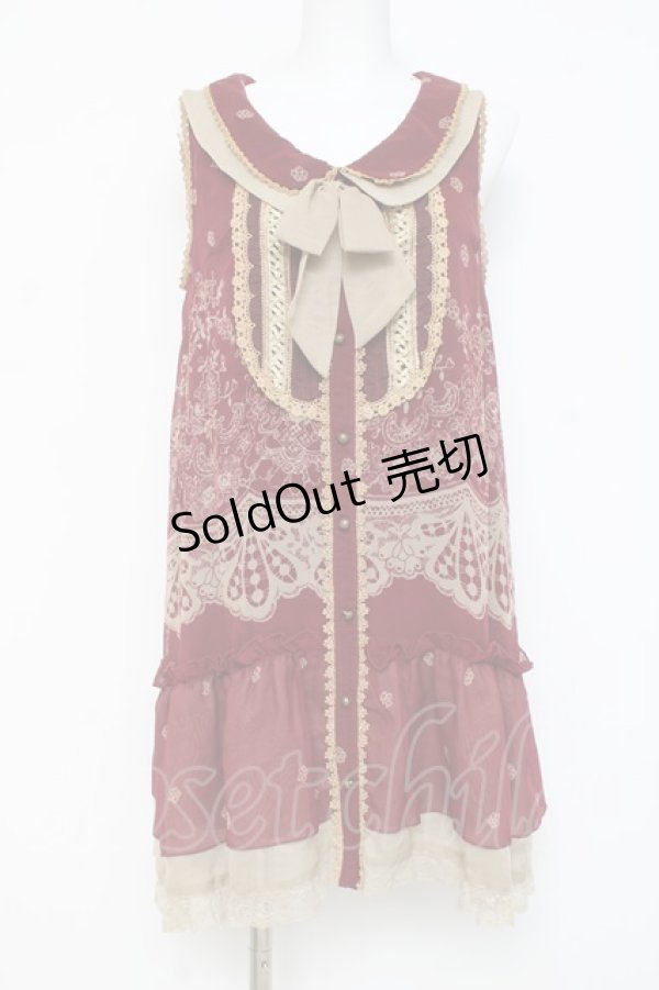 画像1: axes femme / レース柄ボウタイチュニ  ワイン Y-26-03-09-180-AX-OP-SZ-ZY (1)