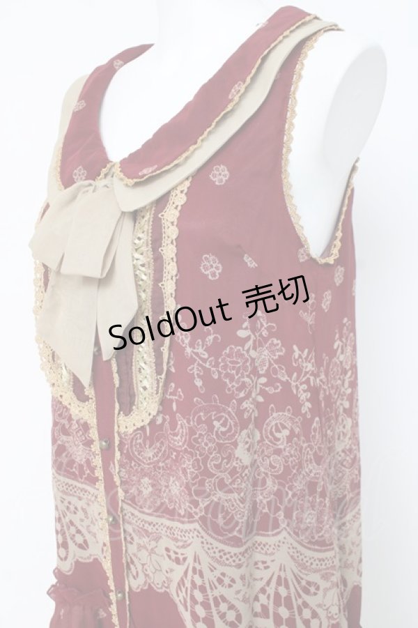 画像3: axes femme / レース柄ボウタイチュニ  ワイン Y-26-03-09-180-AX-OP-SZ-ZY (3)