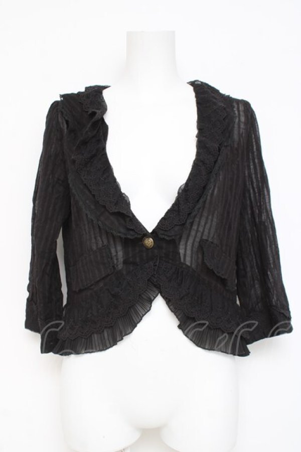 画像1: axes femme / ショールカラーコットンボレロ M 黒 Y-26-03-09-020-AX-TO-SZ-ZY (1)